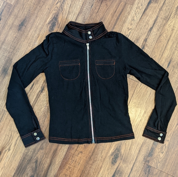 Contrast Stitch Mock Neck Top - Picture 2 of 5